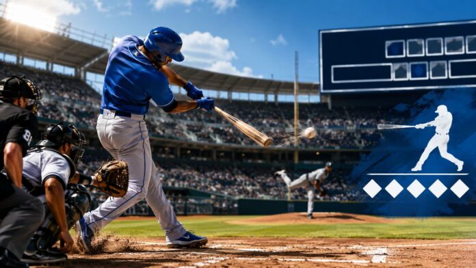 Baseball slugger driving in runs during an 11-0 shutout win