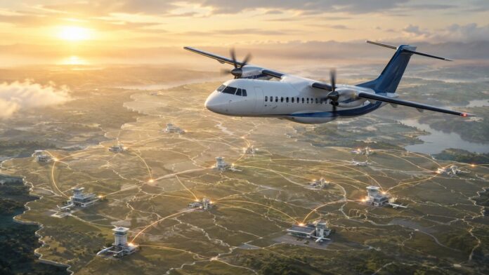 Regional turboprop aircraft connecting smaller Indian cities