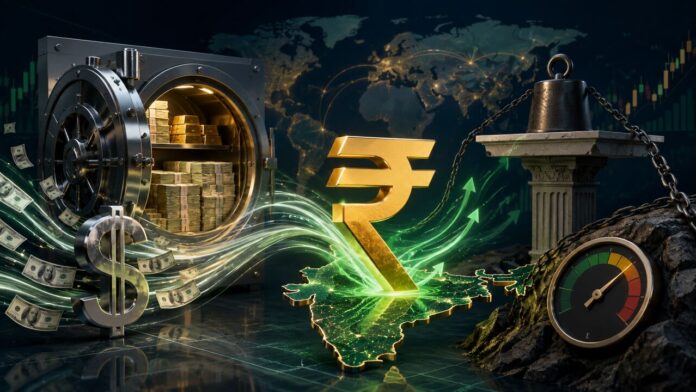 Rupee strengthened by dollar inflows and foreign-exchange reserves